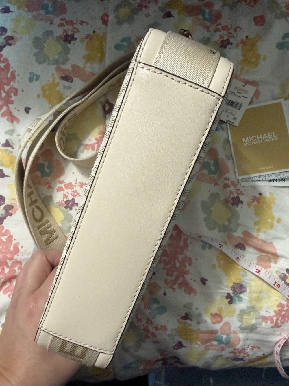 Michael Kors Cream Beige MK Logo Crossbody Bag with Gold Hardware - Picture 5 of 7